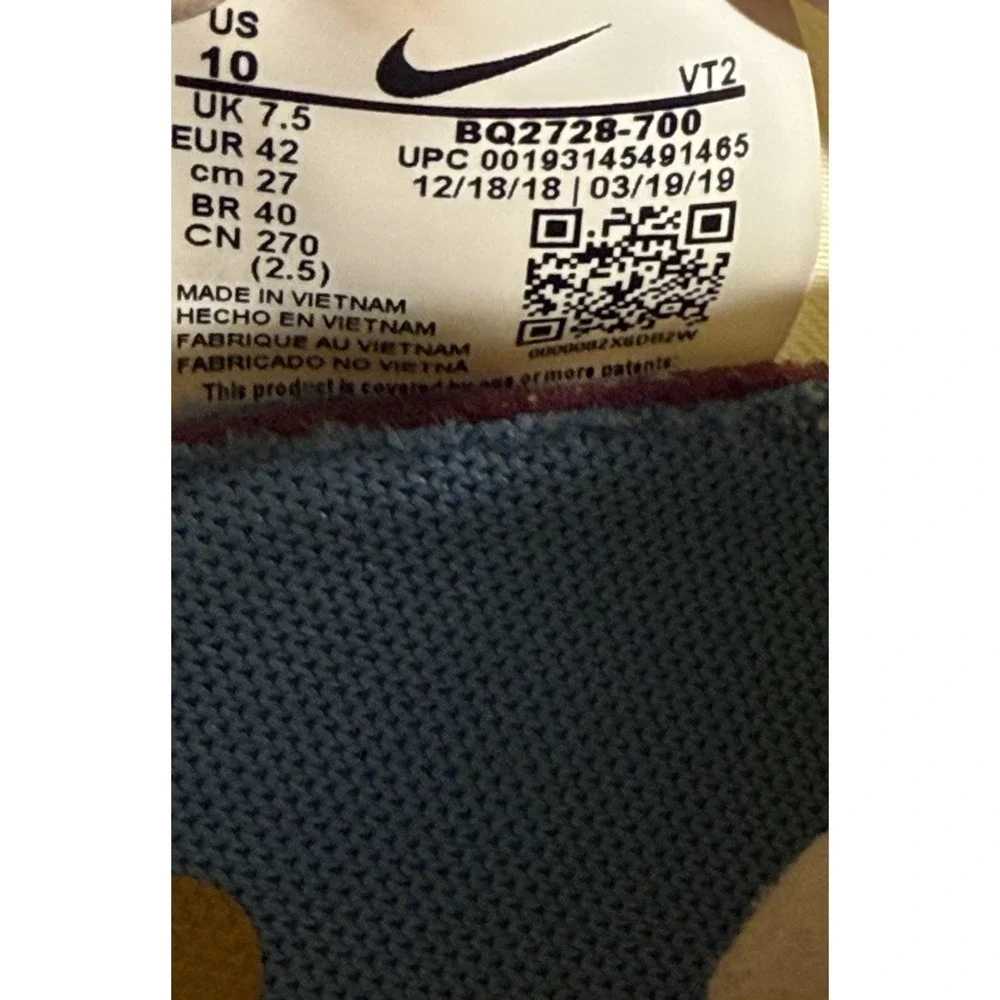 Nike React Element 55 Womens 10 Pale Yellow Gold Blue BQ2728-700 Running Shoes